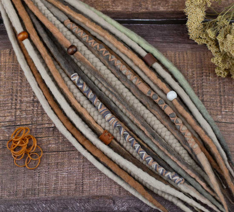 5th Birthday Gift - 10 DE Earth Viking Wool Dreads