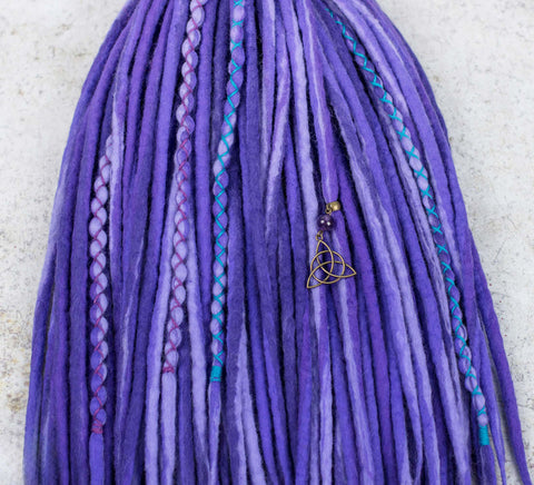 Purple blended wool dreads