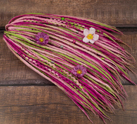 Gloxinia wool dreadlock extensions