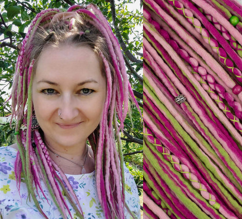 Gloxinia wool dreadlock extensions