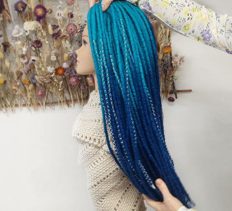 Jeans wool dreadlock extensions