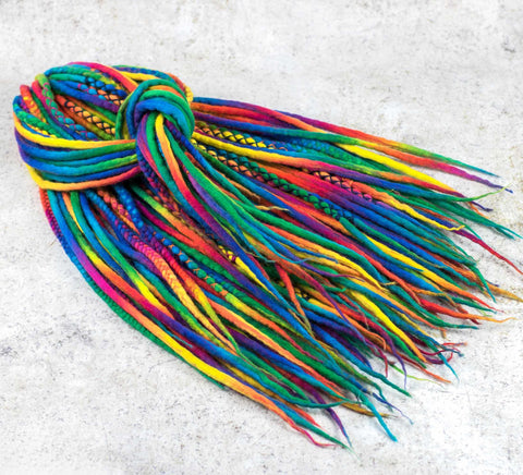Rainbow full mix set – 50 double ended + 20 single ended wool dreads