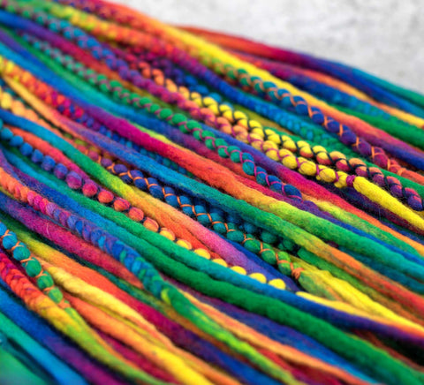 Rainbow full mix set – 50 double ended + 20 single ended wool dreads