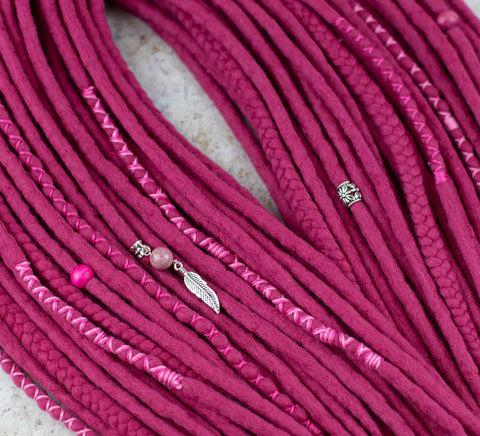 Raspberry wool dreadlocks