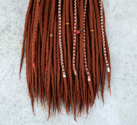 Sienna wool dreadlock with braids