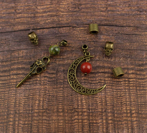 Skeleton bronze dread bead set